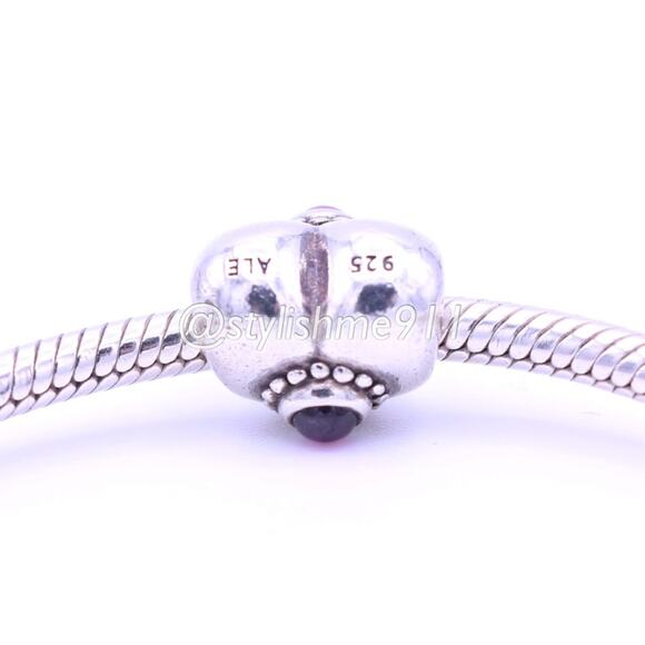 Authentic PANDORA Treasured Heart Charm with Pink Rhodolite - Picture 6 of 11